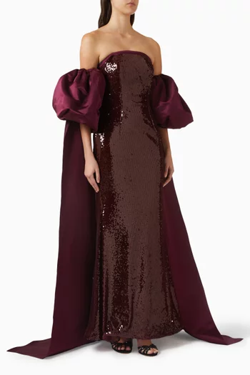 فستان سهرة مطرز بالترتر