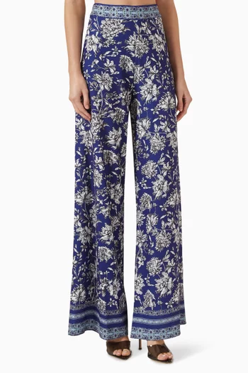 Athena Printed Flared Wide-leg Pants in Viscose