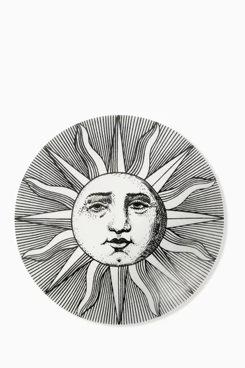 علبة مستديرة مزينة بشمس بورسلين