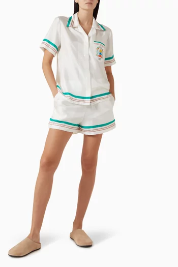 Printed-stripe Shorts in Silk