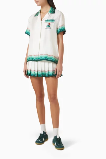 قميص بطبعة جبل بخطوط مموجة حرير