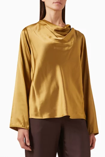 Riddy Draped Blouse in Satin