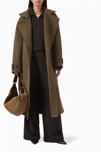 معطف بتصميم ملفوف فضفاض صوف