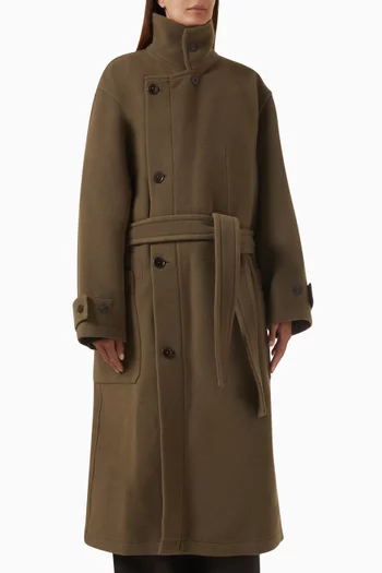 معطف بتصميم ملفوف فضفاض صوف