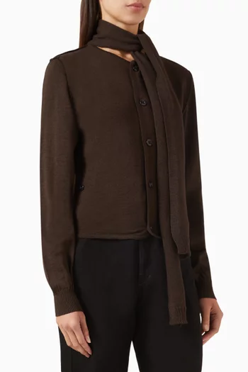 Scarf Buttoned Cardigan