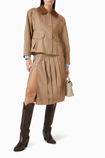 Utility Pleated Zip Skirt