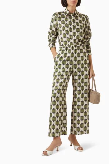 Fibbia Printed Pants in Silk-twill