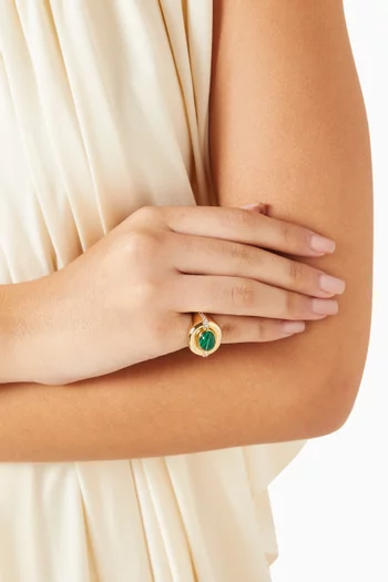 Joanna Cabochon Ring in 22kt Gold-plated Brass