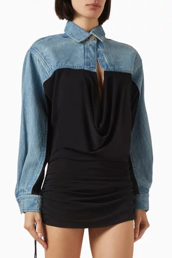 Deconstructed Cummerbund Shirt in Denim