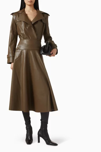 تنورة بقصة واسعة جلد صناعي