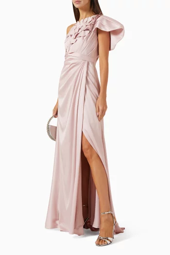 Asymmetric One-shoulder Gown in Crepe