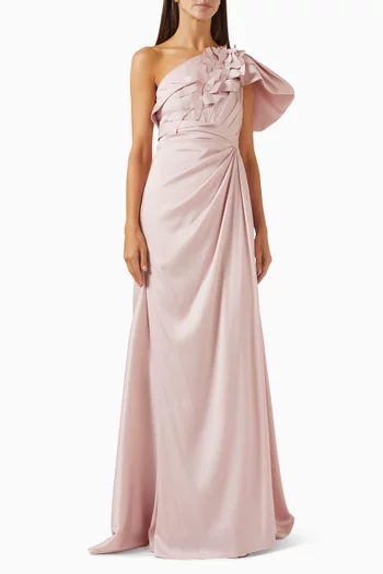 Asymmetric One-shoulder Gown in Crepe