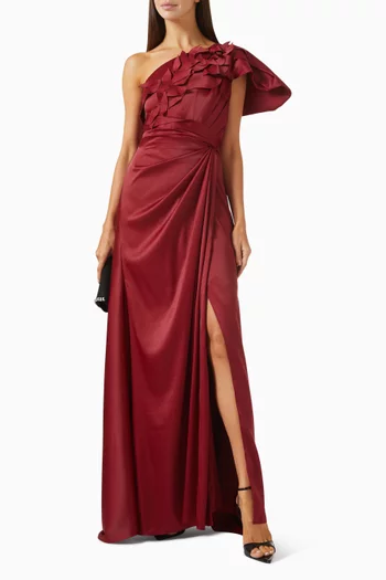 Asymmetric One-shoulder Gown in Crepe