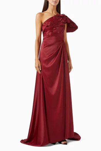 Asymmetric One-shoulder Gown in Crepe