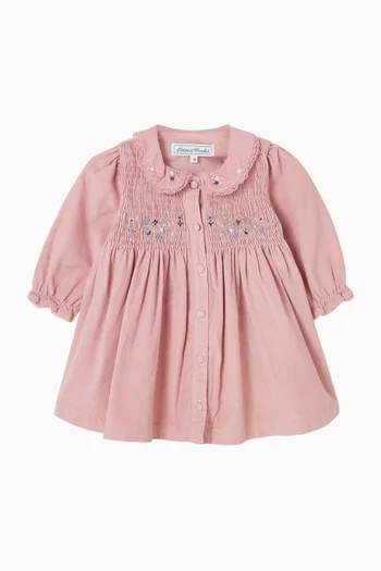 Embroidered Collar Flared Dress