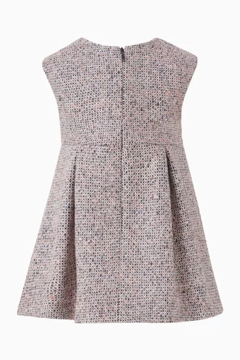 Bow Pleated Dress in Bouclé