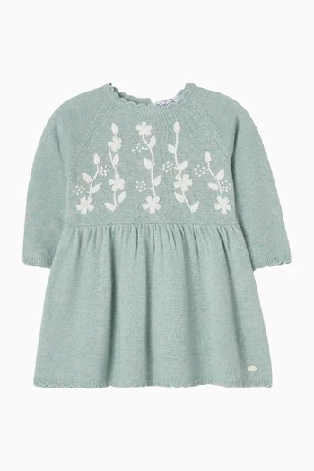 Floral Embroidered Dress in Knit