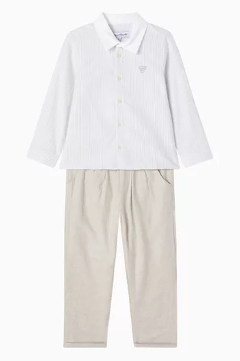 Striped Button-down Shirt in Cotton