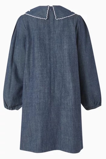 Smocked Dress in Cotton Denim