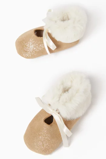 Fur Trim Booties in Leather