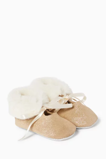 Fur Trim Booties in Leather