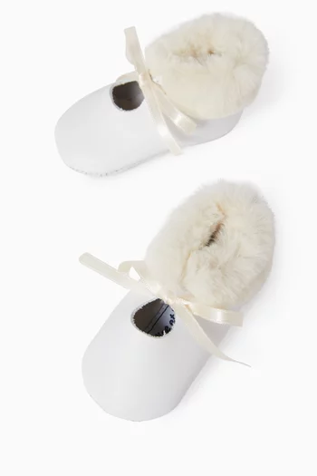 Fur Trim Booties in Leather
