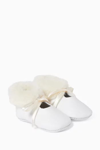 Fur Trim Booties in Leather