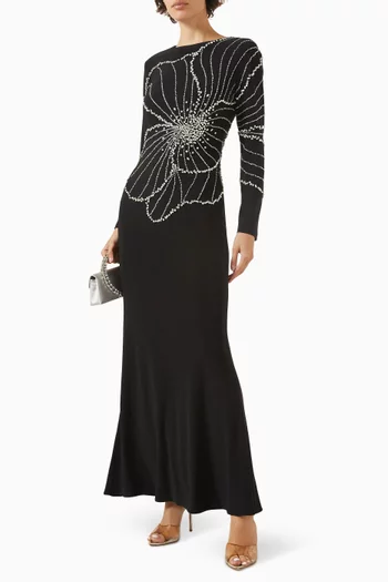 فستان مطرز بالخرز جيرسيه