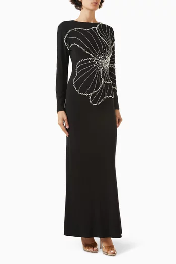 فستان مطرز بالخرز جيرسيه