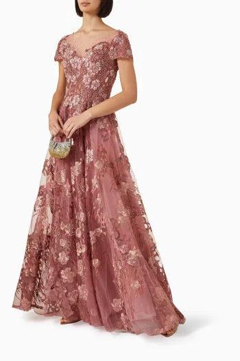 Floral Embroidered Gown