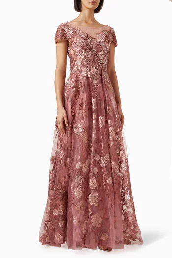 Floral Embroidered Gown