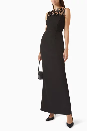 Embellished Bows Gown in Crepe