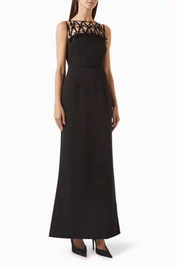 Embellished Bows Gown in Crepe