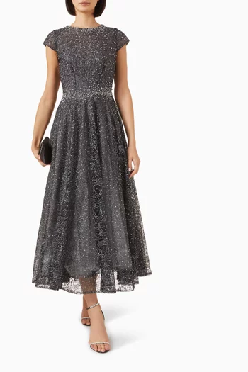Embellished A-line Midi Dress