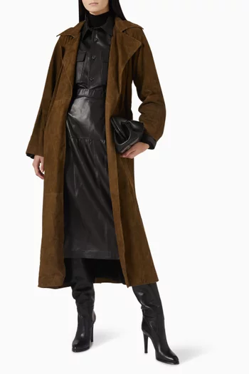 Althea Belted Coat in Suede