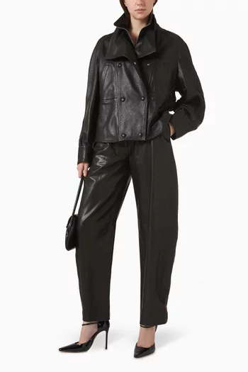 Barrel-leg Pants in Lamb Leather