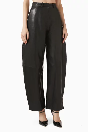 Barrel-leg Pants in Lamb Leather