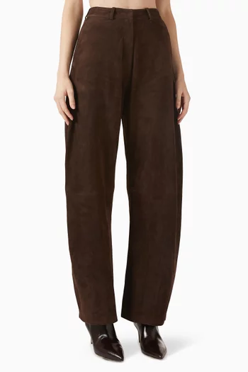 Barrel-leg Pants in Suede