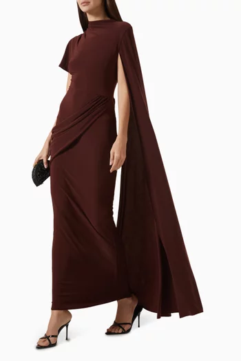 Tropic Cape-sleeve Dress in Jersey