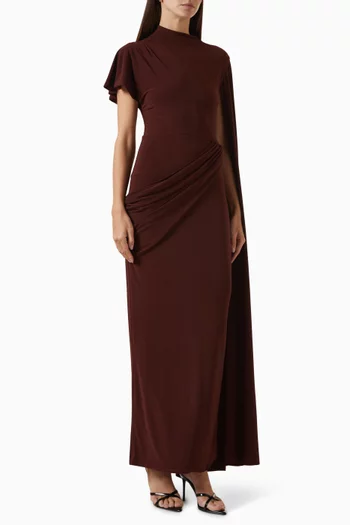 Tropic Cape-sleeve Dress in Jersey