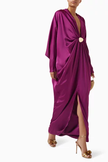 Tina Plunge-neck Dress in Satin