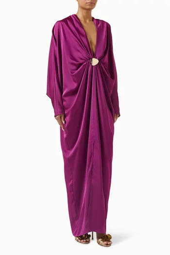 Tina Plunge-neck Dress in Satin
