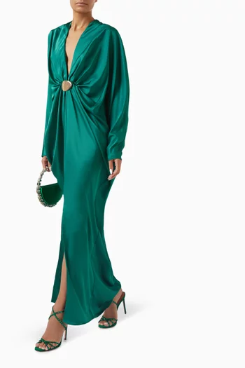 Tina Plunge-neck Dress in Satin