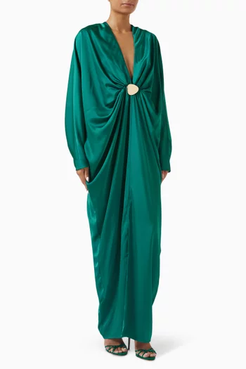 Tina Plunge-neck Dress in Satin