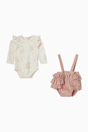 3-piece Ruffled Romper Set