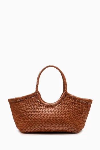 Large Nantucket Basket Bag in Woven Leather