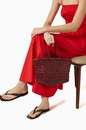 Small Triple Jump Tote Bag in Woven Leather