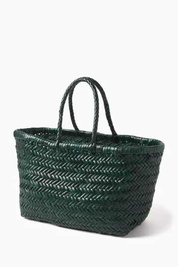 Small Triple Jump Tote Bag in Woven Leather