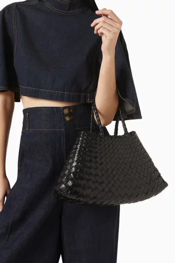 Small Santa Croce Tote Bag in Woven Leather