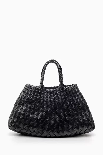Small Santa Croce Tote Bag in Woven Leather